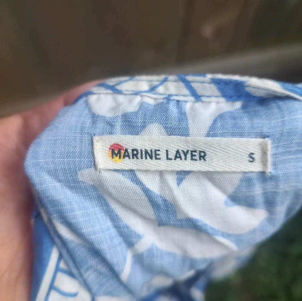 🏵️Marine Layer Floral Blue Button Down Dress - Picture 6 of 9